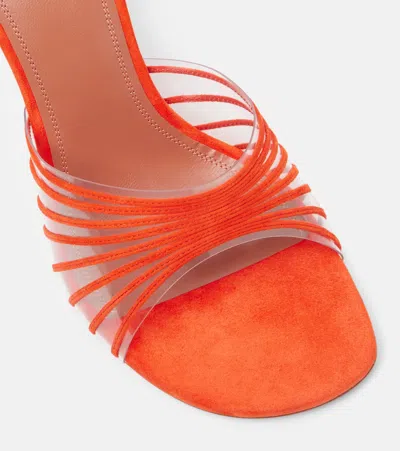 Amina Muaddi Mookie Suede Pvc Comma-heel Mules In Red