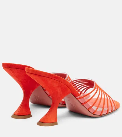 Amina Muaddi Mookie Suede Pvc Comma-heel Mules In Red