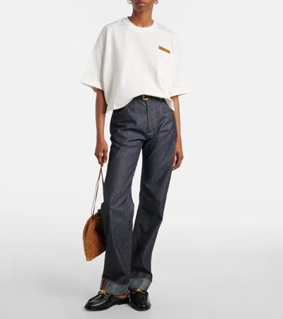 Bottega Veneta Womens Chalk Patch-pockets Relaxed-fit Cotton-jersey T-shirt Xl In White