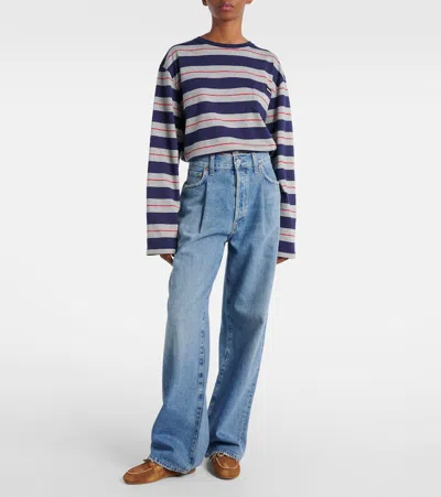 Agolde Franka Mid-rise Wide-leg Jeans In Blue