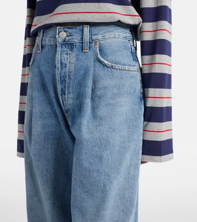 Agolde Franka Mid-rise Wide-leg Jeans In Blue
