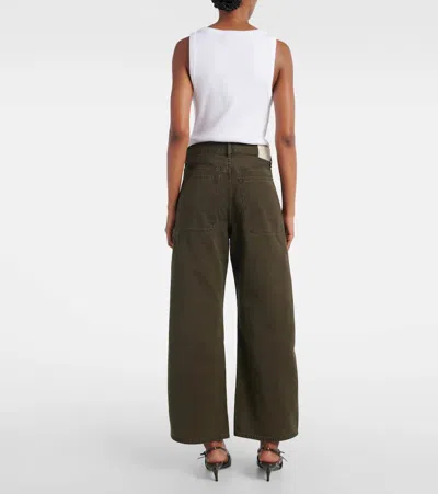 Citizen Of Humanity Womens Dark Olive (dk Green) Ayla Cargo Crop-leg Cotton Trousers In Green