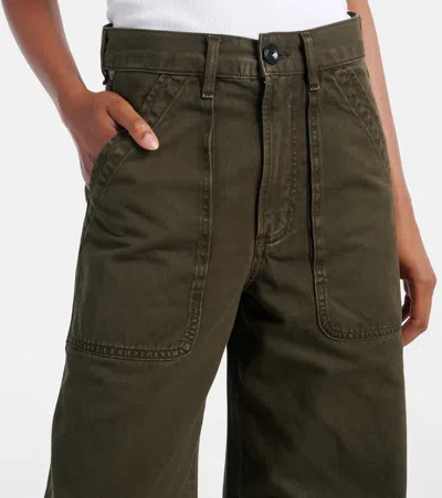 Citizen Of Humanity Womens Dark Olive (dk Green) Ayla Cargo Crop-leg Cotton Trousers In Green