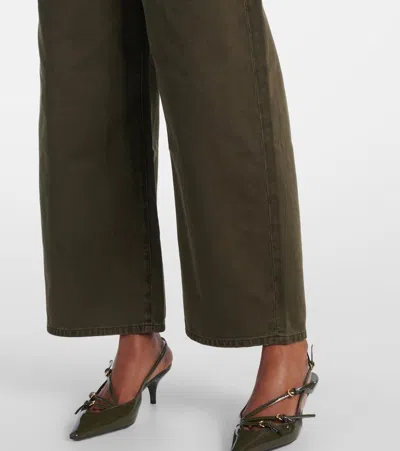 Citizen Of Humanity Womens Dark Olive (dk Green) Ayla Cargo Crop-leg Cotton Trousers In Green