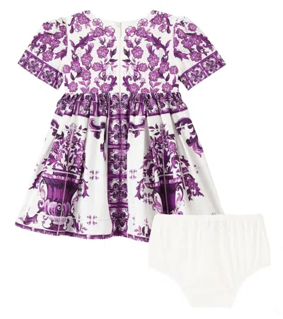 Dolce & Gabbana Baby Majolica Cotton Dress And Bloomers Set