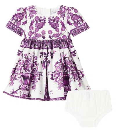 Dolce & Gabbana Baby Majolica Cotton Dress And Bloomers Set