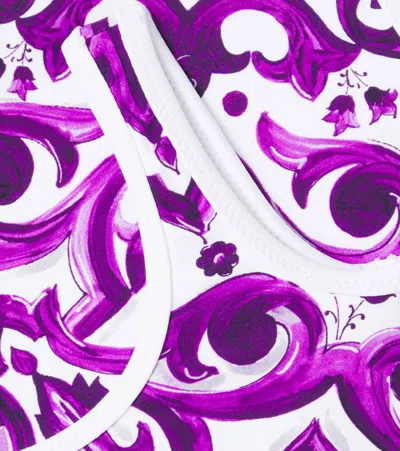 Dolce & Gabbana Baby Majolica Printed Swimsuit In Purple