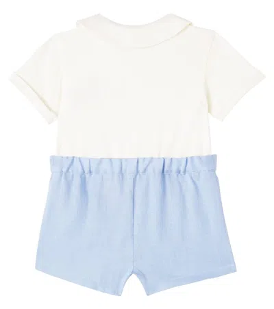 Dolce & Gabbana Baby Logo Cotton And Linen Bodysuit