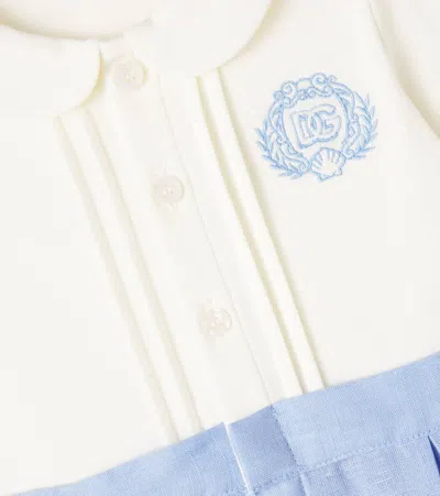 Dolce & Gabbana Baby Logo Cotton And Linen Bodysuit