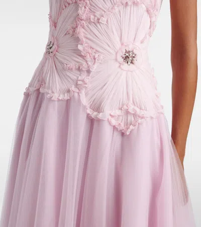 Costarellos Edra Embellished Tulle Bustier Gown In Pink