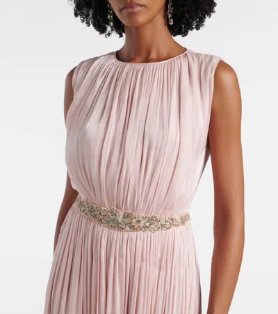 Costarellos Jazmin Georgette Lamé Jumpsuit In Pink