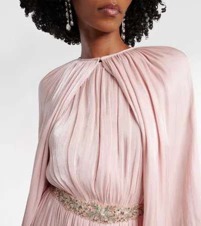 Costarellos Jazmin Georgette Lamé Jumpsuit In Pink