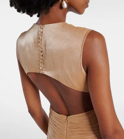 Costarellos Silla Cutout Gathered Gown In Gold