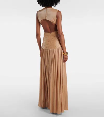 Costarellos Silla Cutout Gathered Gown In Gold