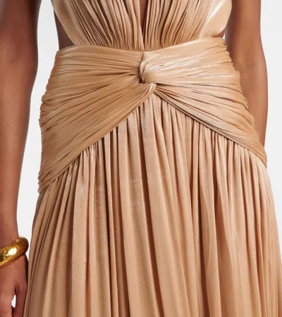 Costarellos Silla Cutout Gathered Gown In Gold