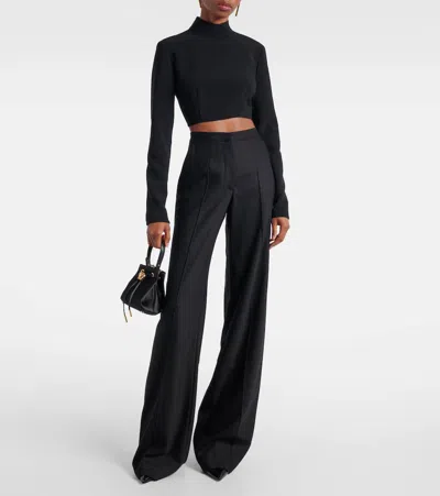 Costarellos Pleated Wool-blend Wide-leg Pants