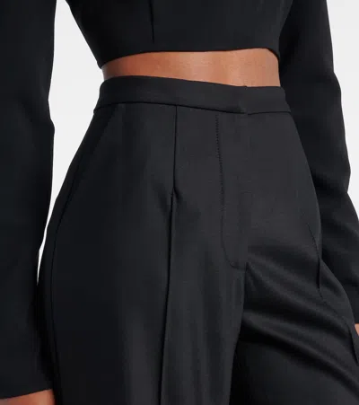 Costarellos Pleated Wool-blend Wide-leg Pants