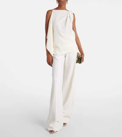 Costarellos Pleated Wool-blend Wide-leg Pants