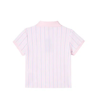 Polo Ralph Lauren Ralph Lauren Striped Oxford Mesh Boxy Polo Shirt In Pink