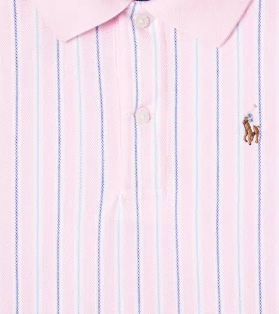 Polo Ralph Lauren Ralph Lauren Striped Oxford Mesh Boxy Polo Shirt In Pink