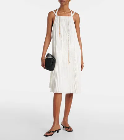 Vince Pleated A-line Halter Dress With Pockets In White
