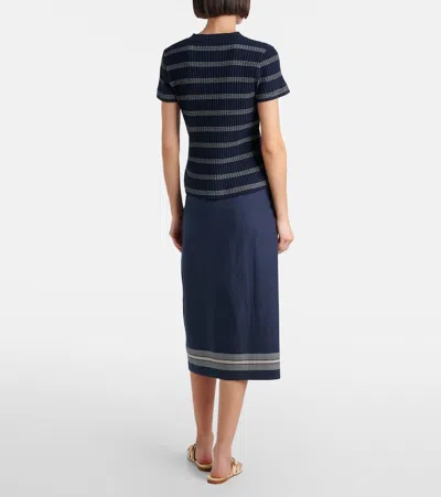 Vince Ribbed-knit Striped Cotton-blend T-shirt