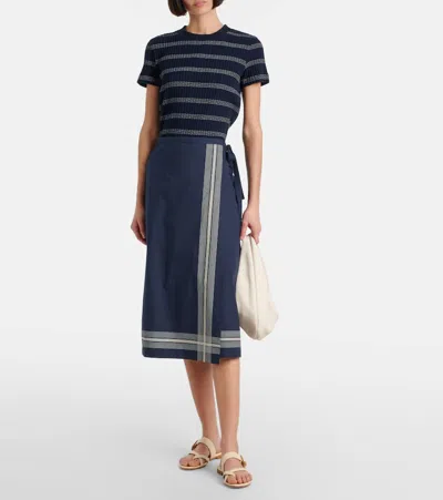 Vince Ribbed-knit Striped Cotton-blend T-shirt