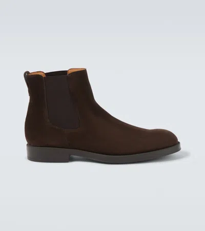 Tod's Round Toe Suede Chelsea Boots With Elastic Side Panels