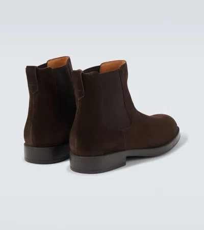Tod's Round Toe Suede Chelsea Boots With Elastic Side Panels