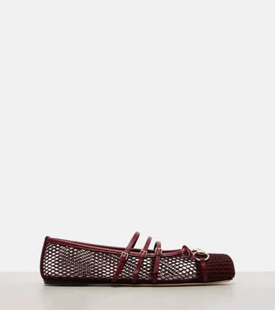 Gucci Horsebit Mesh And Leather Ballet Flats