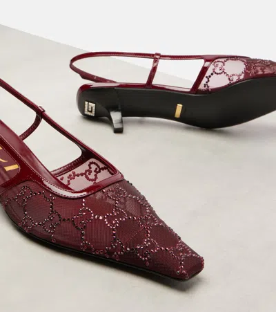 Gucci 35mm Gg Crystal-embellished Slingback Pumps In Red