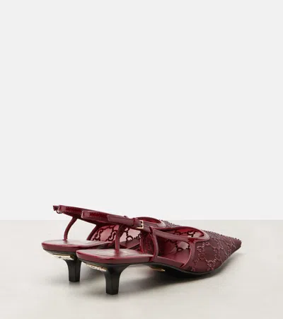 Gucci 35mm Gg Crystal-embellished Slingback Pumps In Red