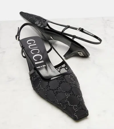 Gucci Women Pumps Slingback With Crystals In Black