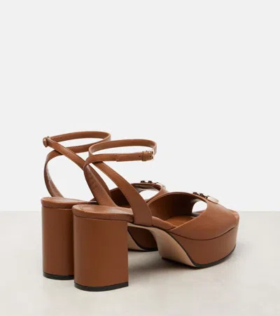 Gucci New Marmont Gg Leather Sandals In Brown
