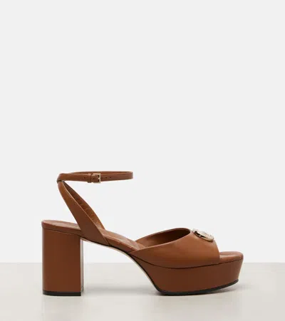 Gucci New Marmont Gg Leather Sandals In Brown