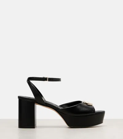 Gucci Double G Leather Platform Sandals In Black
