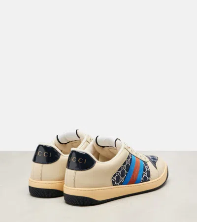 Gucci Screener Gg Leather-trimmed Denim Sneakers