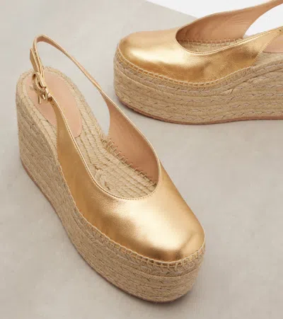 Gianvito Rossi Metallic Leather Platform Espadrilles