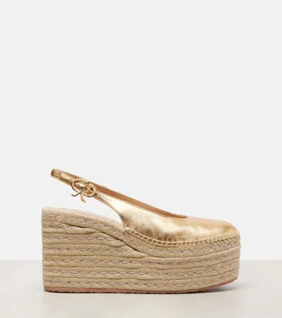 Gianvito Rossi Metallic Leather Platform Espadrilles