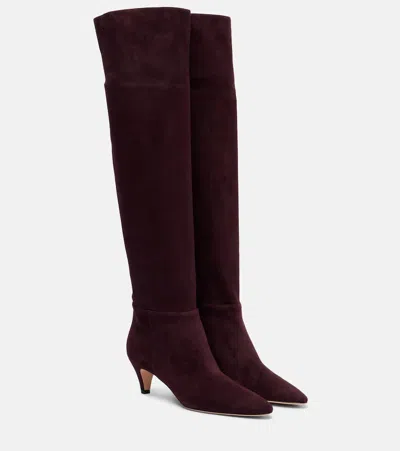 Gianvito Rossi 55 Suede Knee-high Boots In Burgundy