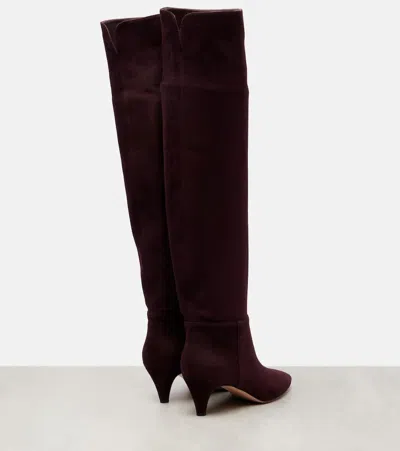 Gianvito Rossi 55 Suede Knee-high Boots In Burgundy