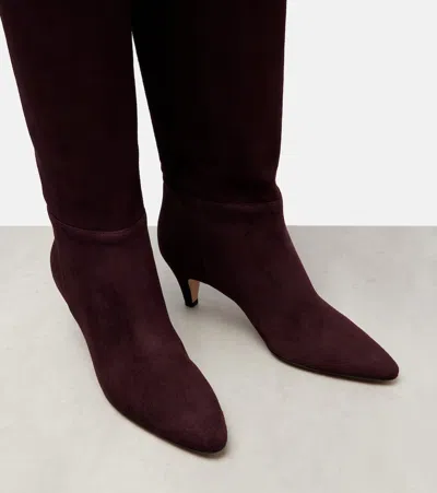 Gianvito Rossi 55 Suede Knee-high Boots In Burgundy