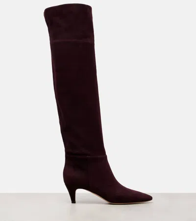 Gianvito Rossi 55 Suede Knee-high Boots In Burgundy