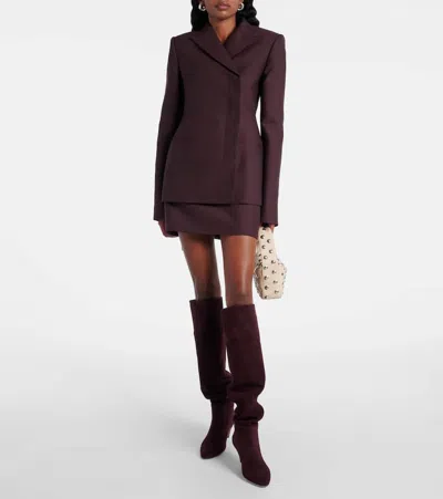 Gianvito Rossi 55 Suede Knee-high Boots In Burgundy