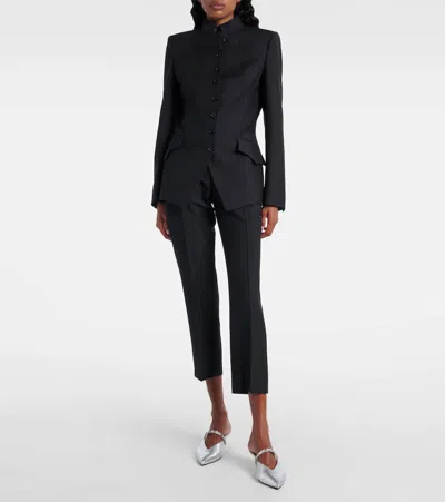 Alexander Mcqueen Wool And Mohair Cropped Straight Pants