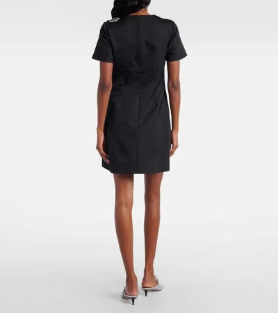 Alexander Mcqueen Crystal Rose Short-sleeve Taffeta Mini Dress In Black