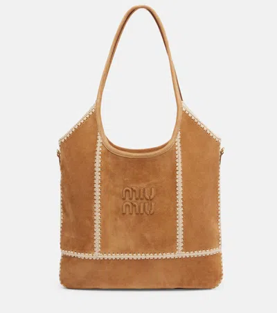 Miu Miu Ivy Medium Suede Tote Bag