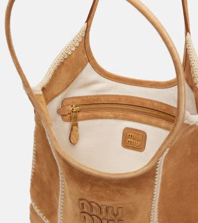 Miu Miu Ivy Medium Suede Tote Bag