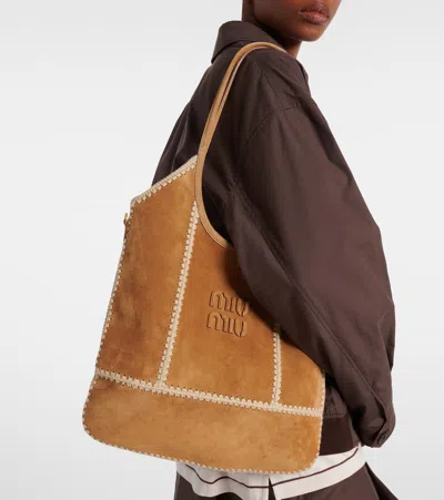 Miu Miu Ivy Medium Suede Tote Bag