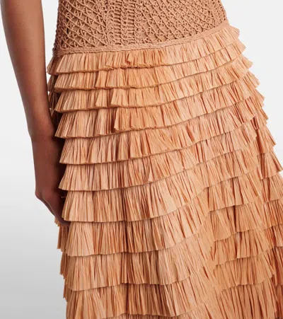 Simkhai Santana Raffia-blend Bustier Dress In Brown